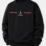 Paris Stripe Print Relax Fit Sweatshirt