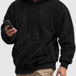 Men's Hooded Jacquard Teddy Fleece Sports Casual Sweatshirt