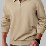 Men's Vintage Jacquard Half Zip Lapel Long Sleeve Sweatshirt