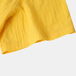 Men's Cotton Linen Textured Half Placket Short Sleeve Shirt