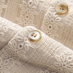 Floral Jacquard Textured Cuban Shirt & Linen Cotton Blend Drawstring Shorts