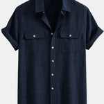Textured Button Up Shirt With Two Pockets