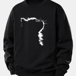 Outline Cat Print Relax Fit Sweatshirt
