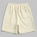 Geometric jacquard round neck T-shirt + shorts 2-piece set-Beige