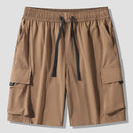 Solid Drawstring Cargo Shorts