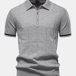 Contrast Trim Zipper Knit Polo Shirt