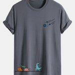 Regular Fit Dinosaurs Avoid Meteorites Print Cotton T-Shirt