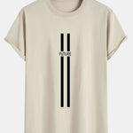 Stripe Future Print Cotton Arc Hem T-Shirt