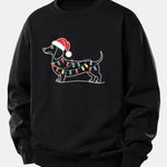 Christmas Light Dog Print Relax Fit Sweatshirt