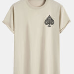 Ace Of Spades Print Cotton Arc Hem T-Shirt