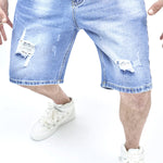 Ripped straight jeans - shorts