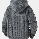 Geometric Jacquard Teddy Half-Zip Hoodie