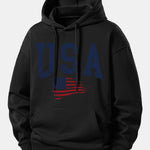 USA Flag Print Relax Fit Hoodie