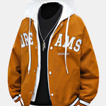 Contrast 2 In 1 Hooded Baseball Jacket