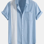 Linen Look Contrast Button Up Shirt & Straight Leg Linen Pants