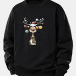 Christmas Light Reindeer Print Relax Fit Sweatshirt