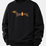 Dachshund With Swimming Ring Print Relax Fit Sweatshirt