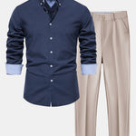 Long Sleeve Button Up Oxford Shirt & Slim Fit Tapered Trousers