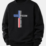 Freedom American Flag Cross Print Relax Fit Sweatshirt