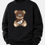 Stripe Bear Print Relax Fit Sweatshirt