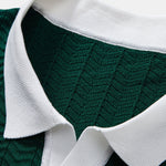 Texture Contrast Knitted V Neck Polo Shirt & Cotton Chino Shorts