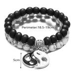 White and black Couple Matte Beaded 2 pcs/Set Bracelet