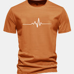 Regular Fit Heartbeat Flatline Print Cotton T-Shirt