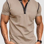 Men's casual half-button color-blocked short-sleeved polo