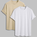 Men's 100% cotton basic round neck T-shirt two-piece set