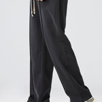 Single Pleat Drawstring Straight Leg Pants