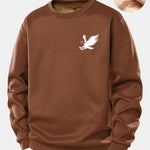 Soaring Eagle Print Teddy Fleece Lined Sweatshirt