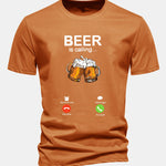 Regular Fit Beer Is Calling Print Cotton T-Shirt