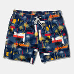 Palm Tree Color Block Print Swim Shorts