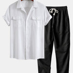 Linen Cuban Shirt With Pockets & Straight Leg Linen Pants
