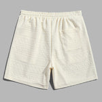 Geometric Retro Jacquard Polo + Casual Shorts 2-piece set-Beige