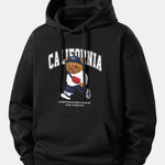 California Bear Print Relax Fit Hoodie