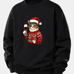 Christmas Cat Print Relax Fit Sweatshirt