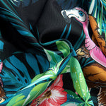 Tropical Flamingo Bigfoot Print Button Up Shirt