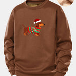 Christmas Dachshund Print Teddy Fleece Lined Sweatshirt