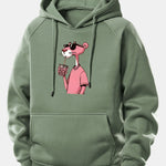 Pink Panther Print Drawstring Hoodie