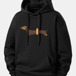 Dachshund With Swimming Ring Print Relax Fit Hoodie
