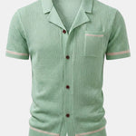 Contrast Trim Open Knit Shirt