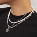 Retro Compass Multi-Layered Pendant Necklace 3Pcs/set