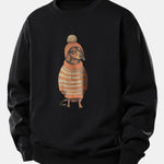 Dachshund Wearing Sweater Print Relax Fit Sweatshirt