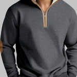 Men's Retro Stitching  Half-Placket Long Sleeve Sweatshirt
