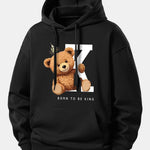 Crown King Bear Print Relax Fit Hoodie