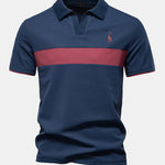 Contrast Pique V Neck Polo Shirt