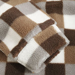 Men's Classic Plaid  Fluffy Faux Fur Single Pocket Button Lapel Jacket