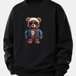 Bear In Leather Jacket Print Relax Fit Sweatshirt