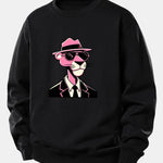 Pink Gentleman Panther Print Relax Fit Sweatshirt